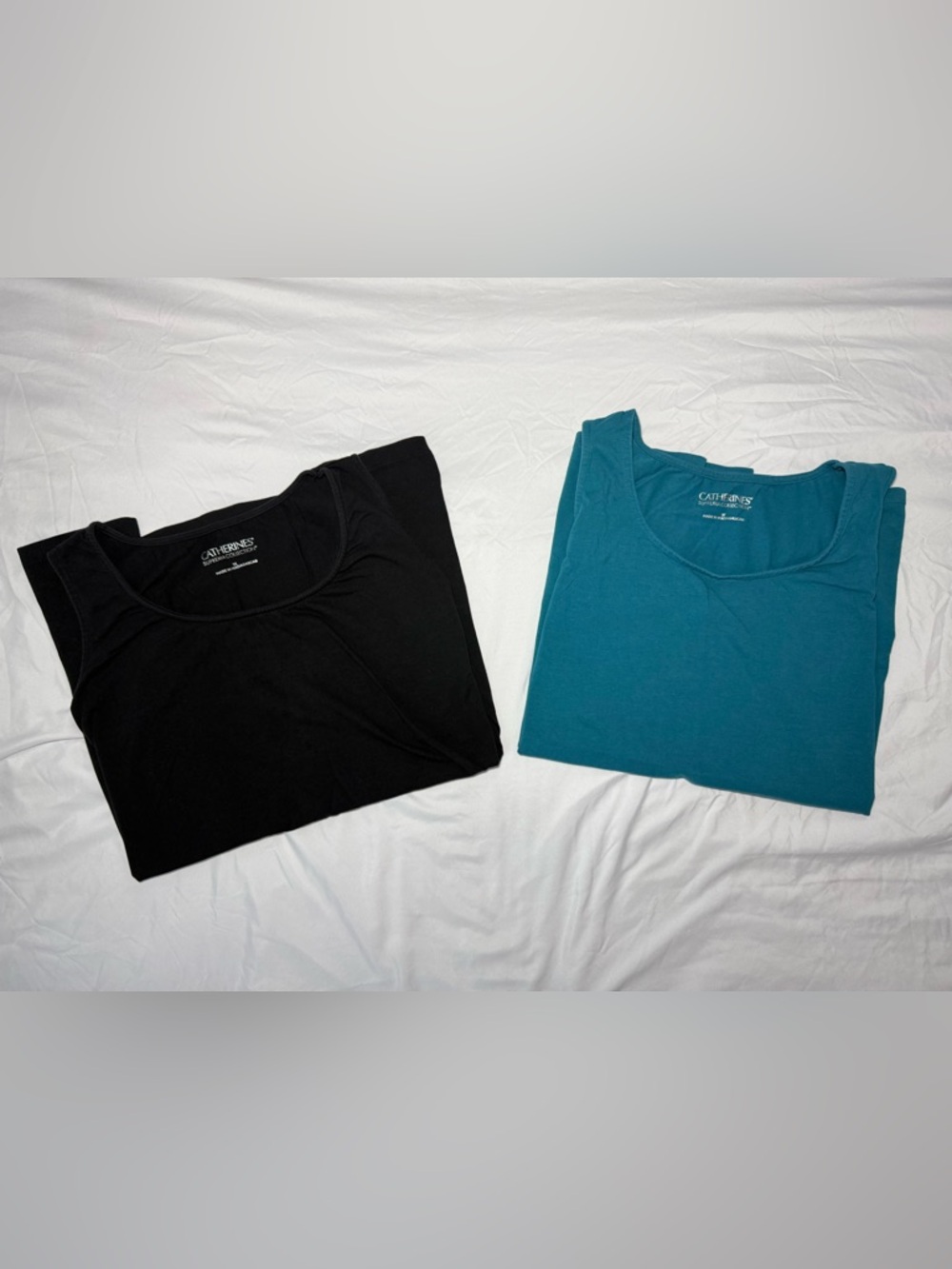 Catherines Scoop Neck Tank Top - Black & Teal